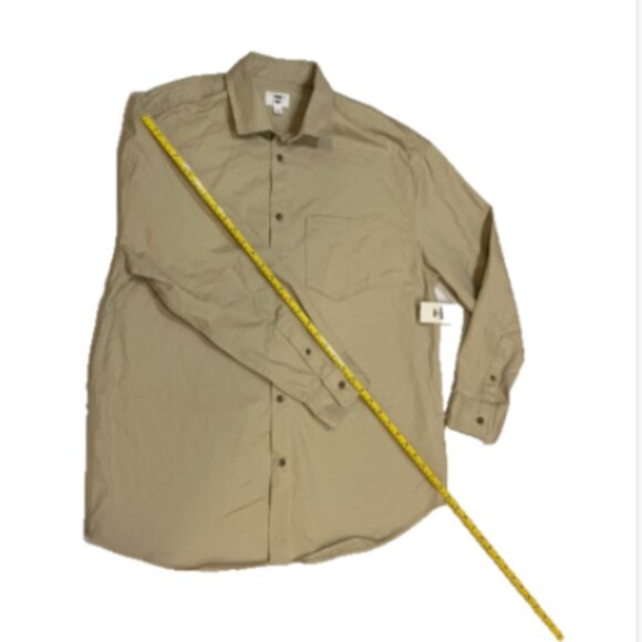 Mode of One Men's Relaxed-Fit Button-Down Twill Shirt Dark Ecru Size L - Picture 8 of 9